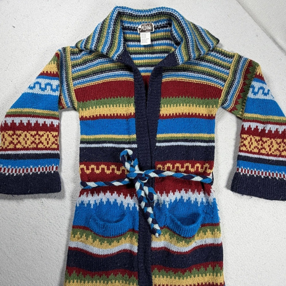 Aldini Open Cardigan Women Small Longline Aztec Made in Italy Alpaca Vintage - Picture 3 of 10